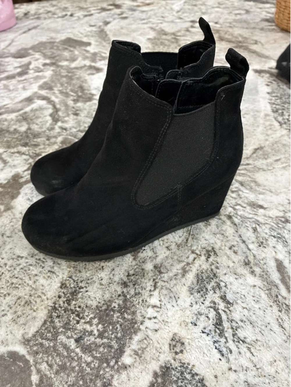 Shoe Dept Adele Black Wedge Ankle Boots Size 2M